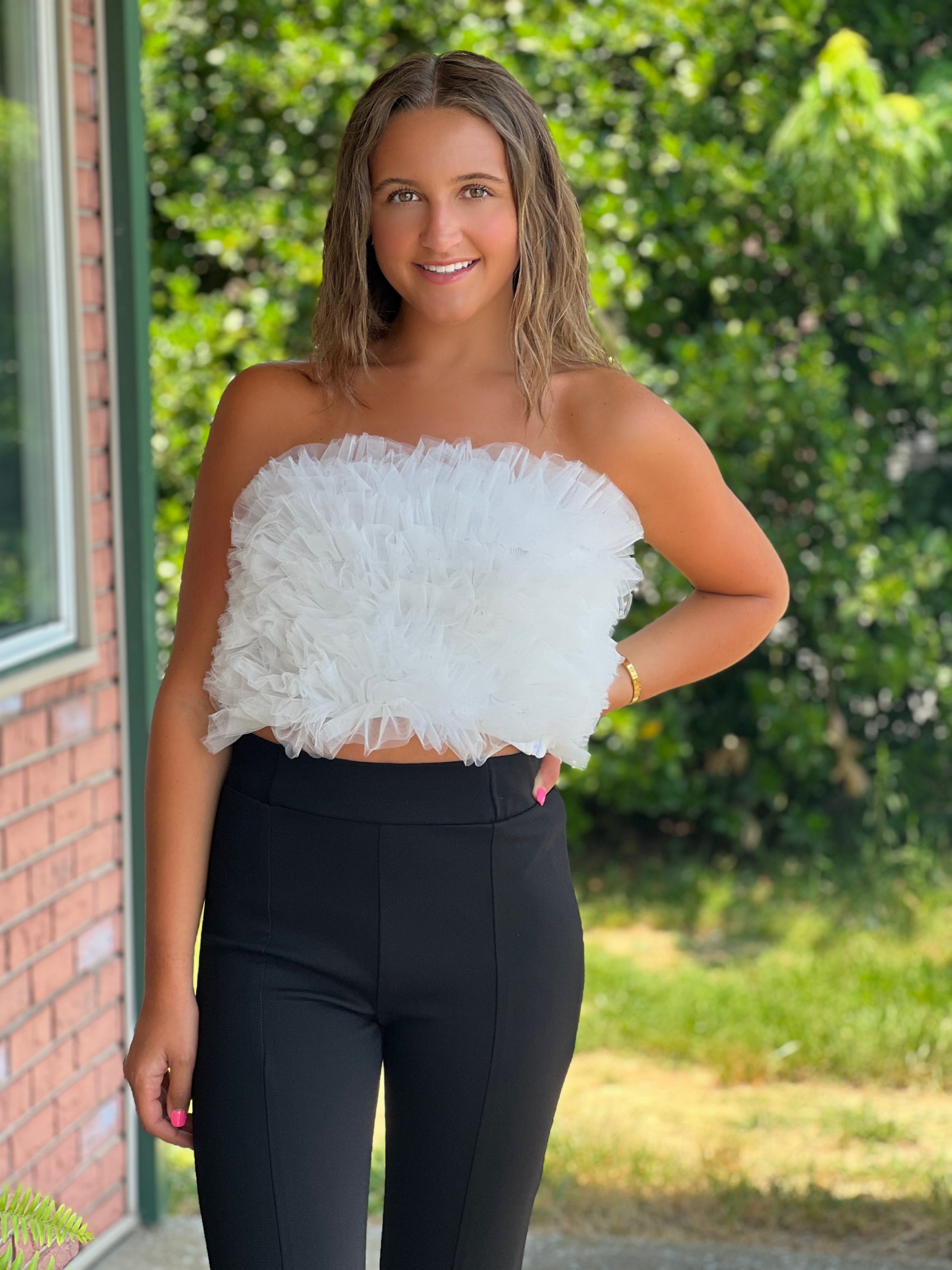 strapless top dress White Puff Strapless Top **FINAL SALE** – Jaded Layne Boutique
