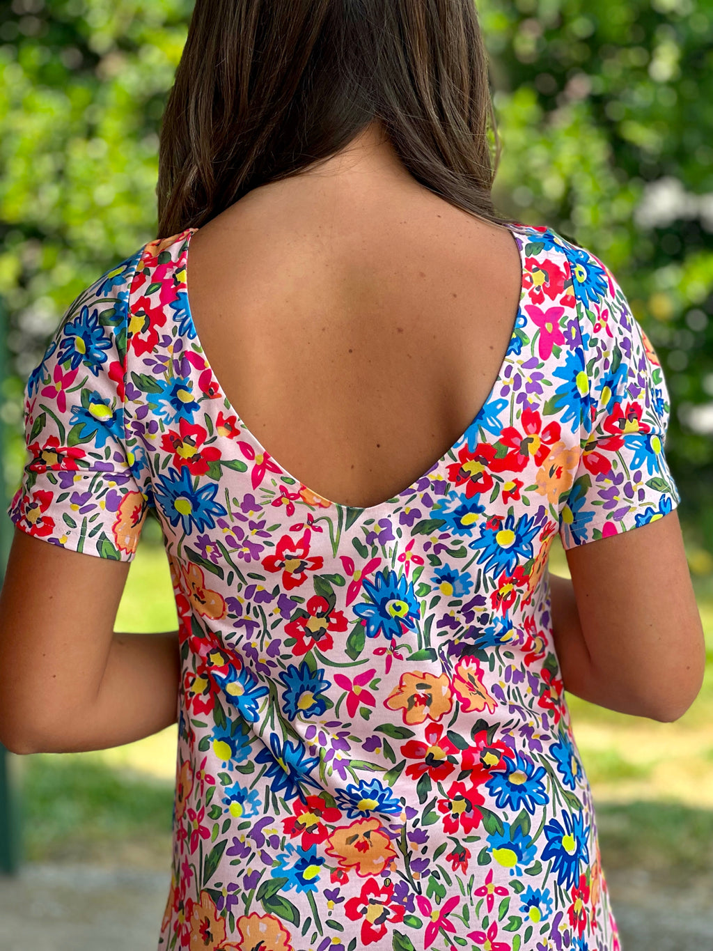 Floral Midi Dress with Scoop Back
