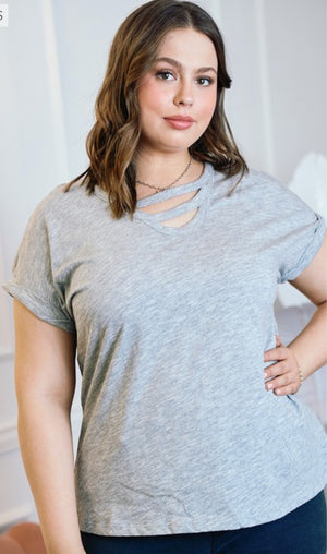 Plus Size Top with Cut Out Details