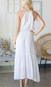 White Sleeveless Tiered Maxi Dress