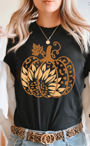 Pumpkin Flower Black T-shirt *FINAL SALE*