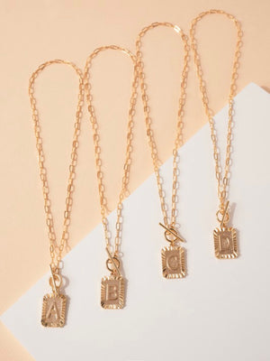 Square Initial Toggle Necklace