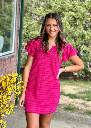 Pink Lace Overlay Dress