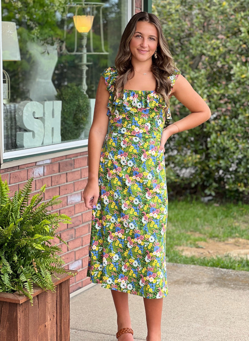 Green Galway Floral Dress