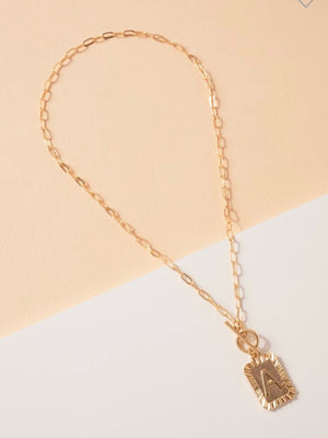 Square Initial Toggle Necklace